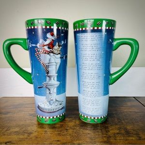 Set of 2 Department 56 Holiday Christmas Coffee Mugs